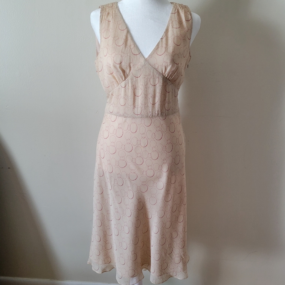 Ann Taylor Beige Sleeveless Midi Dress Sz2